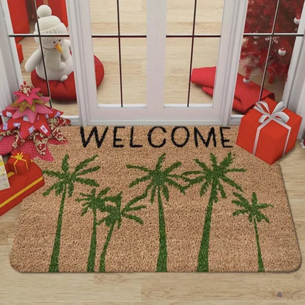 New with Tags - Welcome Doormat with Palm Trees Design, Polyester, Washable